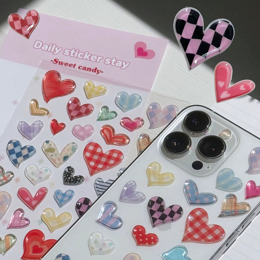 BONITO Süße Herz Liebe Aufkleber aus PVC für Scrapbooking und DIY Journaling, Mehrfarbig - Bild 2