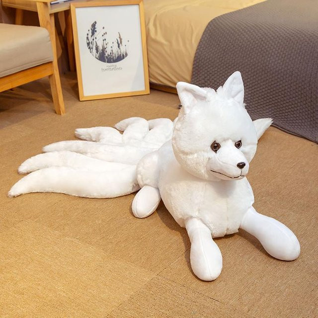 Yiran toy Neunschwänziger Fuchs Plüschtier, 55cm, Weiß - Bild 1
