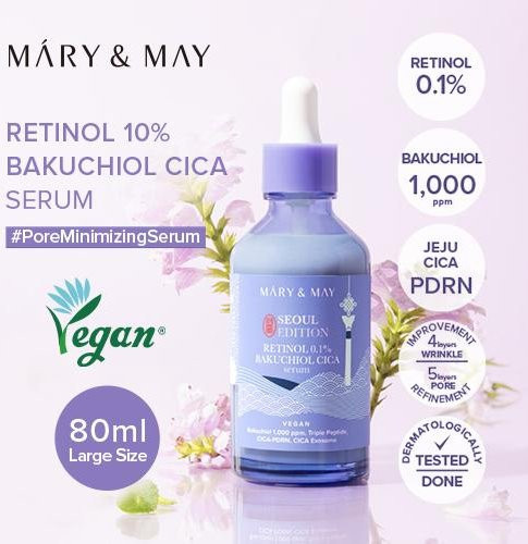 Mary&May Seoul Edition Retinol 0,1% Bakuchiol Cica Serum, 80 ml, Empfindliche Haut - Bild 1