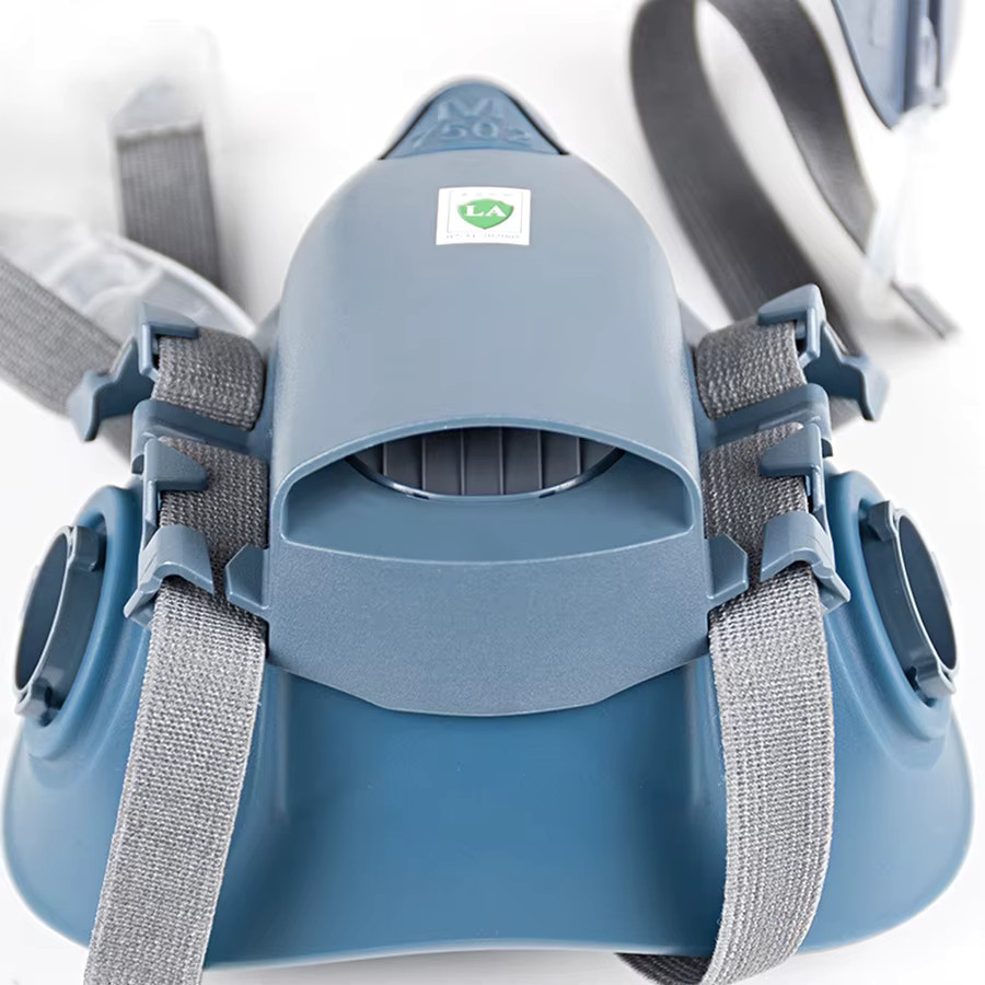 Karocola 7502 Halbgesichtsmaske aus Silikon in Blau mit Cool-Flow-Ventil und Dualmodus-Atmungsschutz - Bild 3