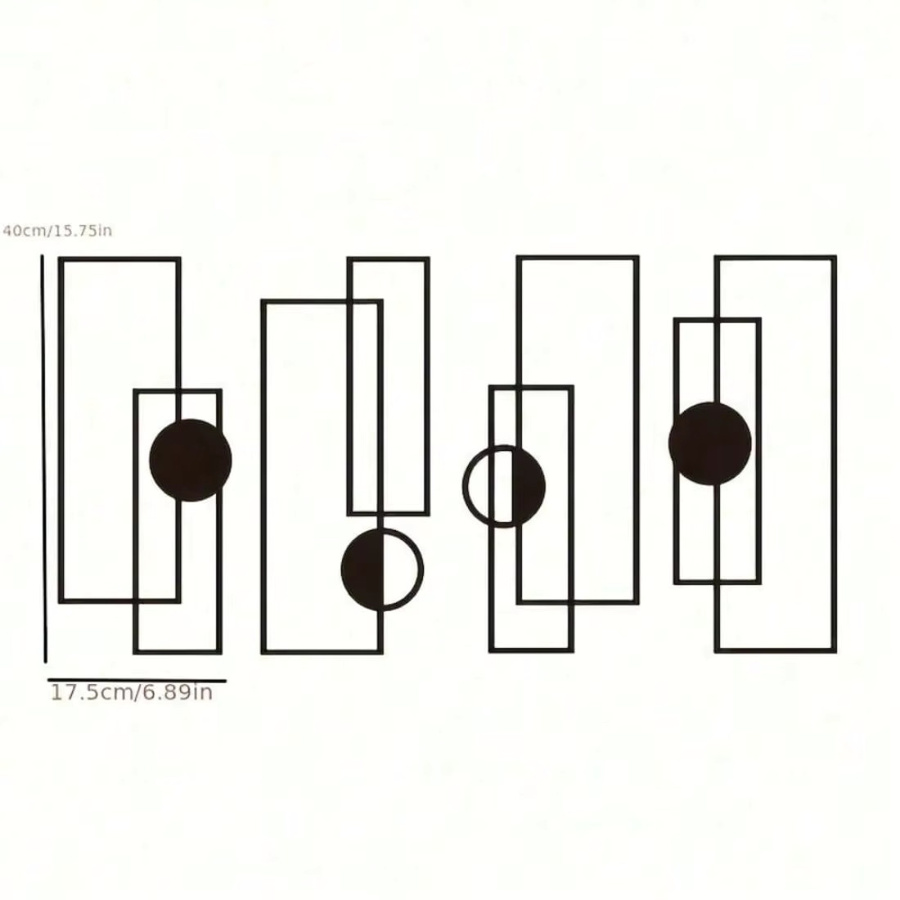 4-teiliges Wandkunst-Set aus Metall von CIFBUY in Schwarz mit geometrischem Design - Bild 2