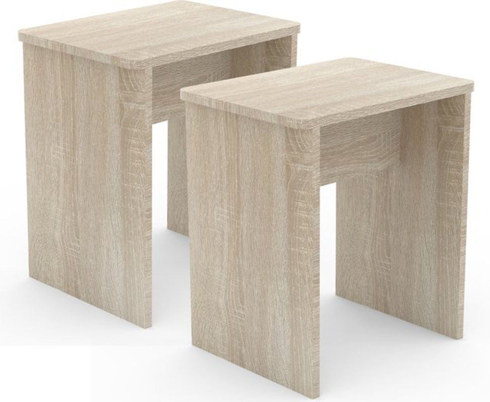 VCM 2er Set Sitzhocker Esal Würfel Beistelltisch aus Holz in Sonoma-Eiche und Beige, B/H/T: 40 x 45 x 30 cm - Bild 2