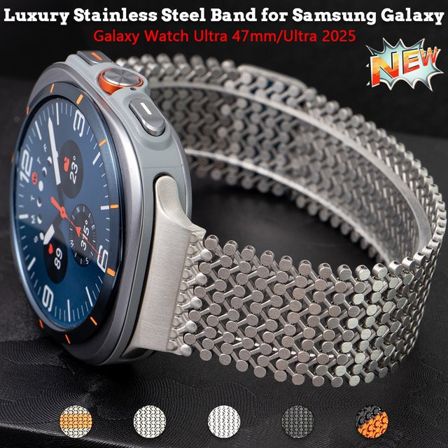 Geekthink Uhrenarmband Edelstahl, Silber, Samsung Galaxy Watch Ultra 47mm - Bild 1
