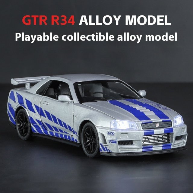 Maisto GTR-R34-Automodell, Maßstab 1:32, beleuchtete Räder und Motorgäusche - Bild 1