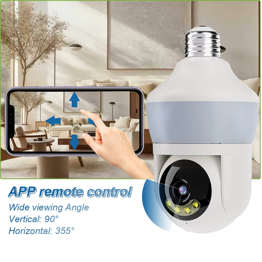 YOOSEE E27 Wifi Glühbirnen Kamera mit 5MP Auflösung, PTZ, bunter Nachtsicht, Zwei-Wege-Audio und Auto-Tracking in Weiß - Bild 3