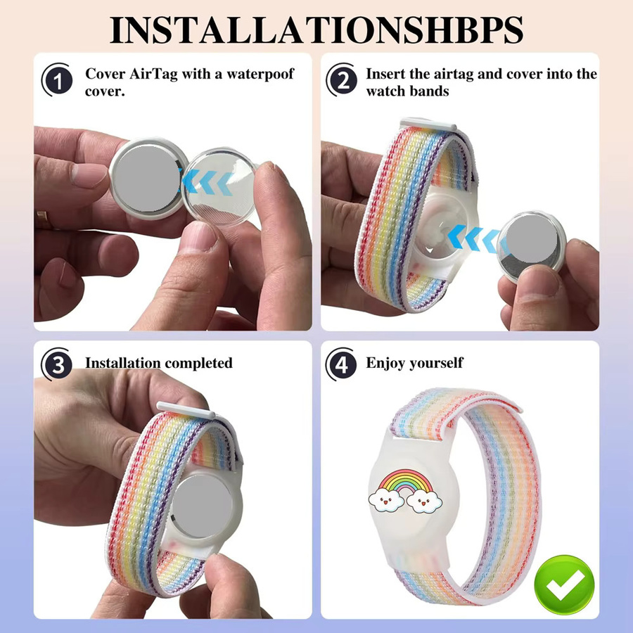 SZKOSTON Wasserdichtes Nylon-Armband für Apple AirTag als verstellbare Schutzhülle für Kinder und Erwachsene - Bild 4
