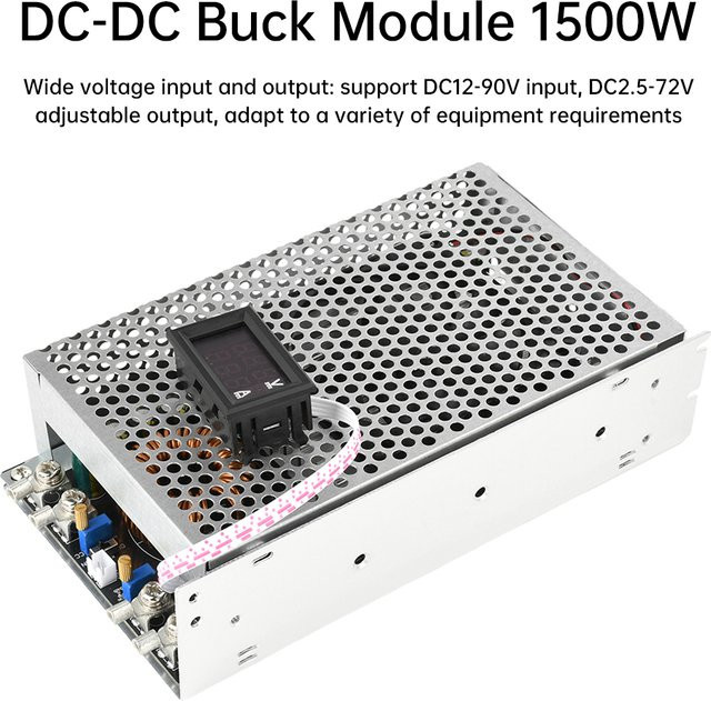 Gaqqee DC-DC-Abwärtsmodul 1500 W, einstellbares Konstantspannungs- und Konstantstrommodul, Eingangsspannung DC 15–90 V auf Ausgangsspannung DC 2,5–72 V, 1,5–50 A - Bild 1