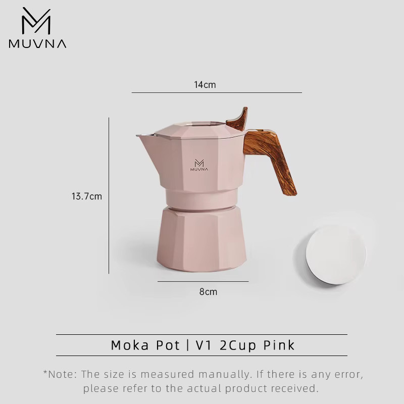 MUVNA Espresso-Moka-Kanne als Perkolator und Kaffeemaschine für 2 oder 4 Tassen in Pink oder Grün - Bild 2