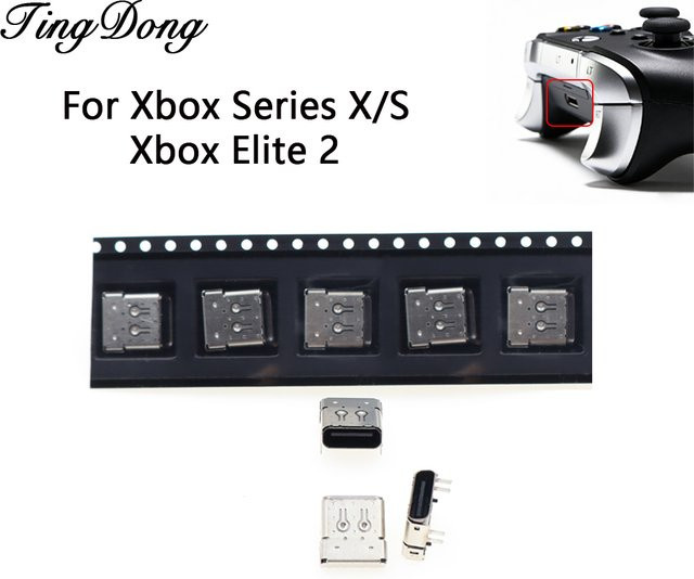 Ersatz USB-C Ladeanschluss in Silber für Microsoft Xbox Series X/S und Xbox One Elite Controller Reparaturset - Bild 1