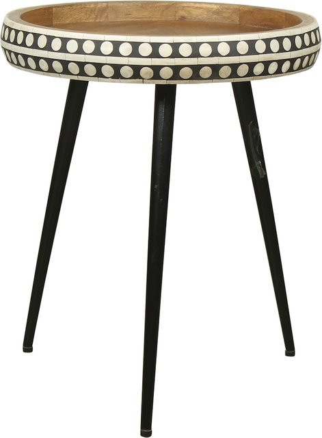 byLIVING Beistelltisch JANA aus Mangoholz und Metall, rund, braun/schwarz, Breite: 35 cm, Höhe: 42 cm, Tiefe: 35 cm - Bild 1