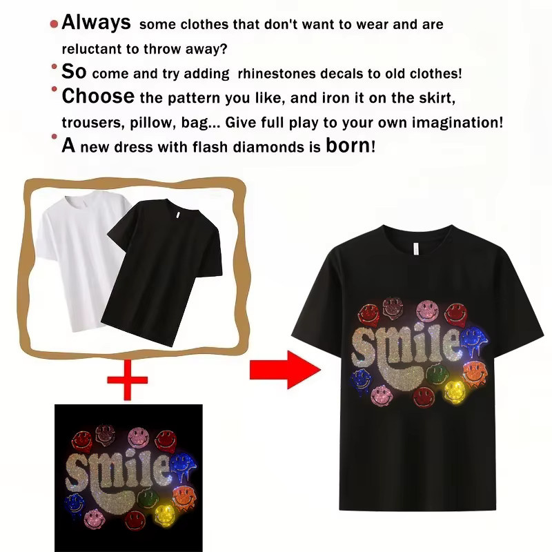 Bunter Graffiti-Strass-Wärmeübertragungsaufkleber Sparkling Smile in Multicolour für Textilien und kreative Dekoration - Bild 5