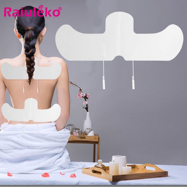 Raiuleko EMS-Elektrodenpad aus Vlies-Gel mit 2-mm-Stecker für Schulter-Akupunktur und TENS-Massagegeräte, Farbe: Weiß, Breite: 34 cm, Tiefe: 13 cm - Bild 1