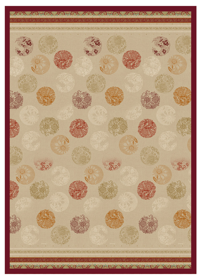 Bassetti Plaid Florence Ornament in Rot und Beige aus Baumwolle und Polyester mit Oeko-Tex Standard 100 - Bild 1