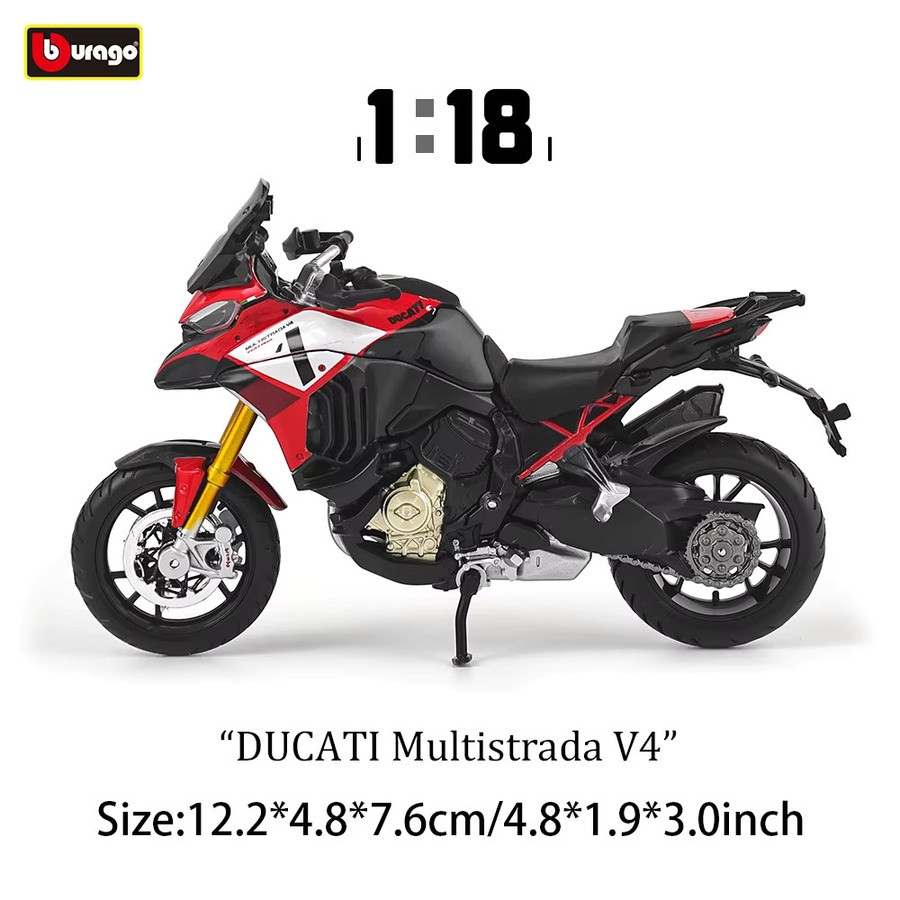 Bburago Ducati Multistrada V4 Motorrad-Modell, 1:18, statisches Druckgussmodell - Bild 2