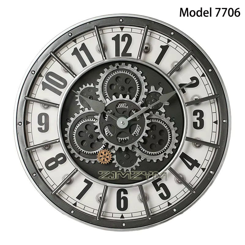 ZJMZYM Retro Luxus Zahnrad-Wanduhr im Industriestil, geräuschlos und rund, Farbe: Schwarz, Durchmesser: 45,5 cm - Bild 1