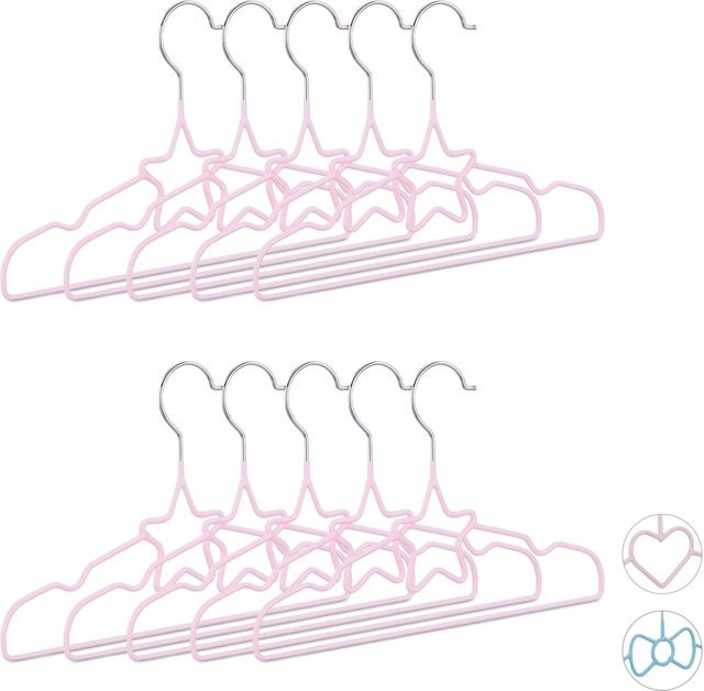 Relaxdays Kinderkleiderbügel Stern aus Metall in Bunt, 10er Set, B/H: 18,5 x 29,8 cm - Bild 1