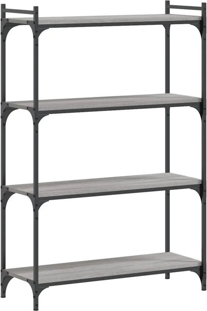 vidaXL Bücherregal mit 4 Böden in Grau aus Holzwerkstoff und Metall, B/T/H: 80 x 30 x 120 cm - Bild 1
