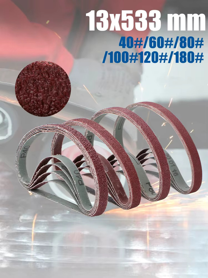 XCAN Schleifbänder 5er Set für Metall zum Polieren und Rostentfernung, Körnung 40/60/80/100/120/180, Breite: 53,3 cm, Höhe: 1,3 cm - Bild 6