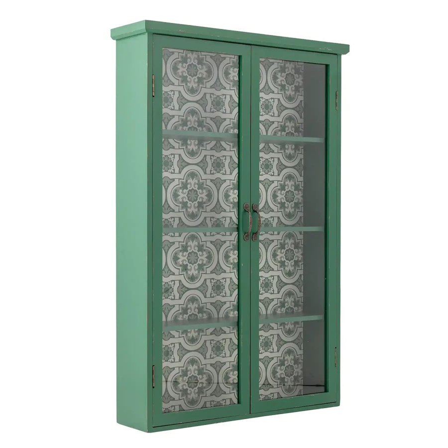 Bloomingville Schrank Hazem aus Fichtenholz in Grün mit Glastüren B: 122 cm, H: 81 cm - Bild 1