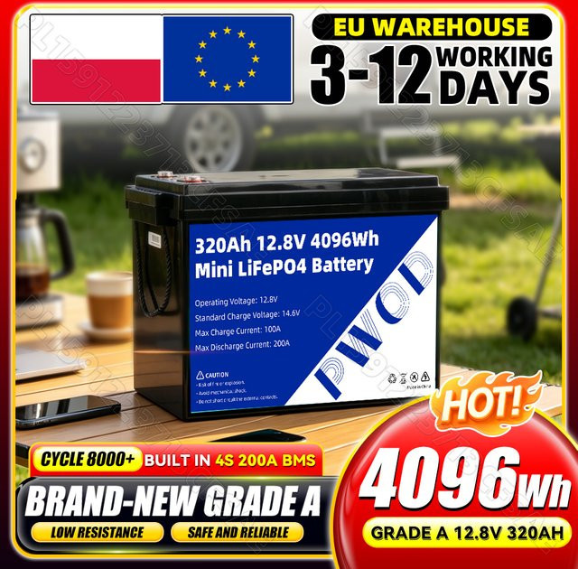 sicksun LiFePO4-Batterie 12V 320Ah mit 4S 200A BMS in Schwarz - Bild 1