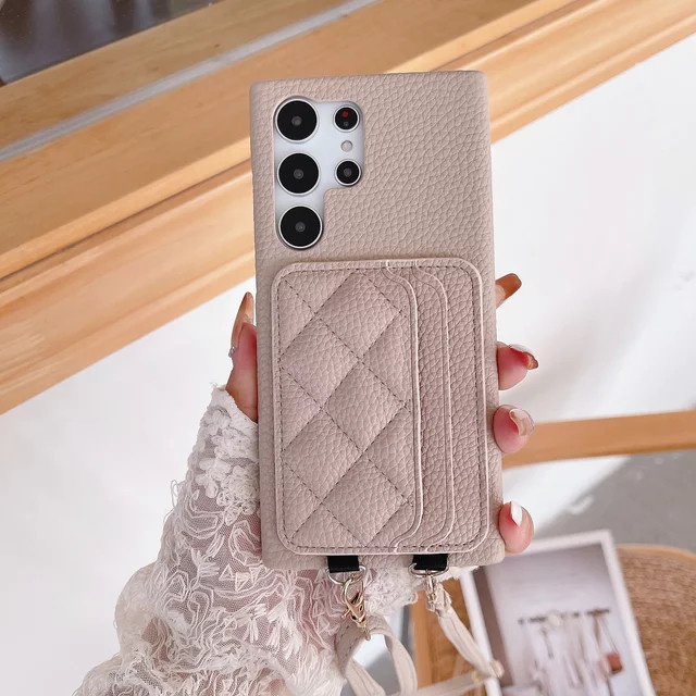 Leder Crossbody Tasche mit Kartenhalter und Handyhülle für Samsung Galaxy S24 S23 S22 Ultra Plus FE A15 A24 A25 A34 A35 A45 A54 A55 in Purple - Bild 1