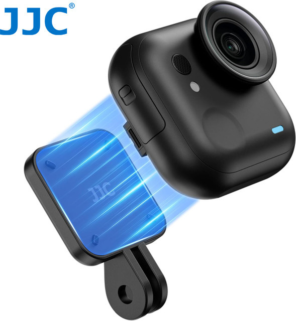JJC Schnellmontage-Magnetfuß für Insta360 Go Ultra, Magnetischer Montageadapter und faltbare Lenkhalterung, Schwarz - Bild 1