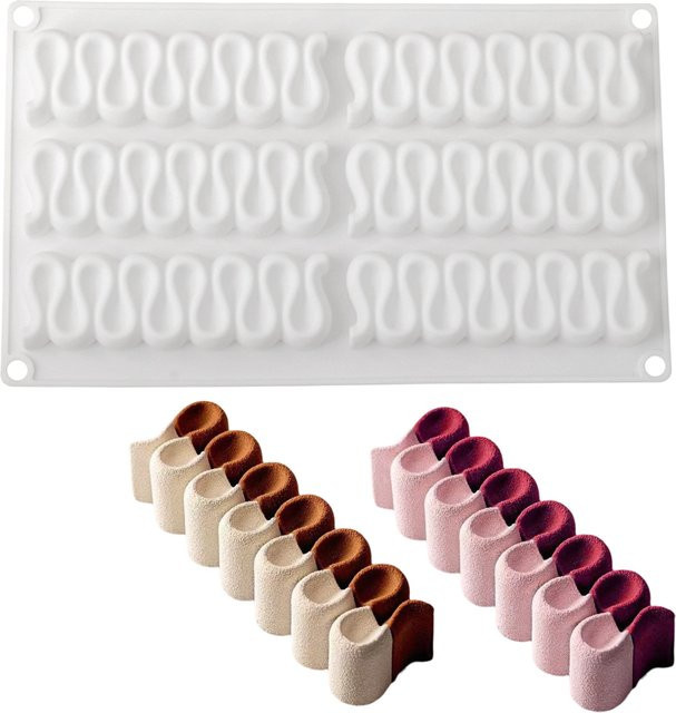 Meibum Silikonform in Weiß mit 6 Mulden für Mousse-Kuchen, Eis am Stiel und Schokolade - Bild 1