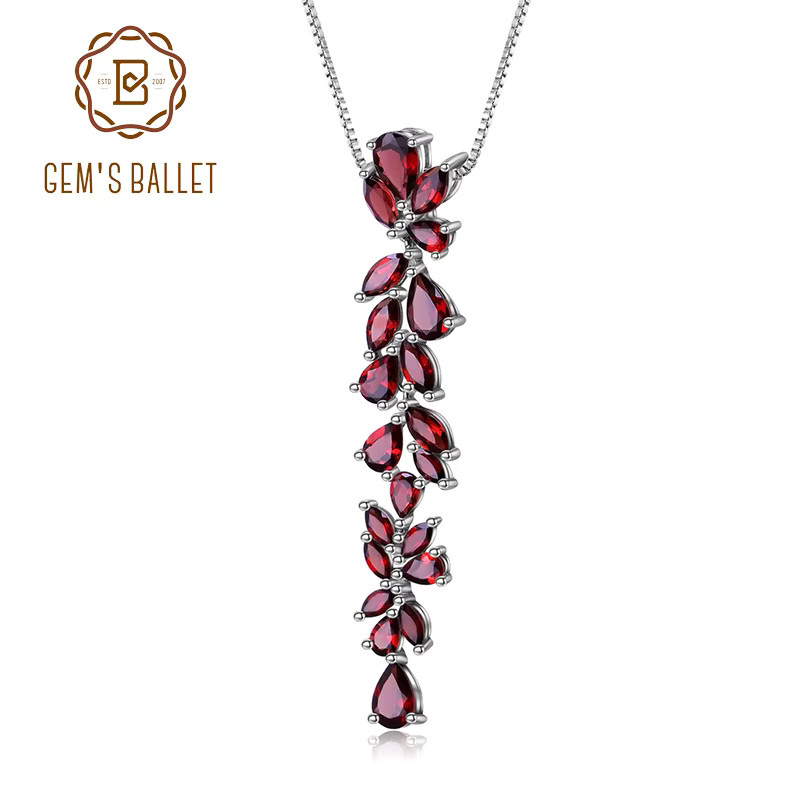 GEM'S BALLET Anhänger-Halskette, 925 Silber, Granat, Damen - Bild 2