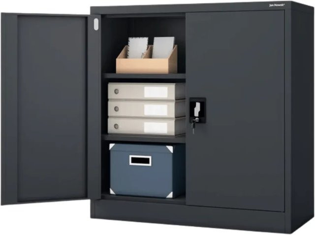 JAN NOWAK Aktenschrank BEATA in Anthrazit mit Flügeltüren und Schloss, H: 93 cm, B: 90 cm, T: 40 cm - Bild 1