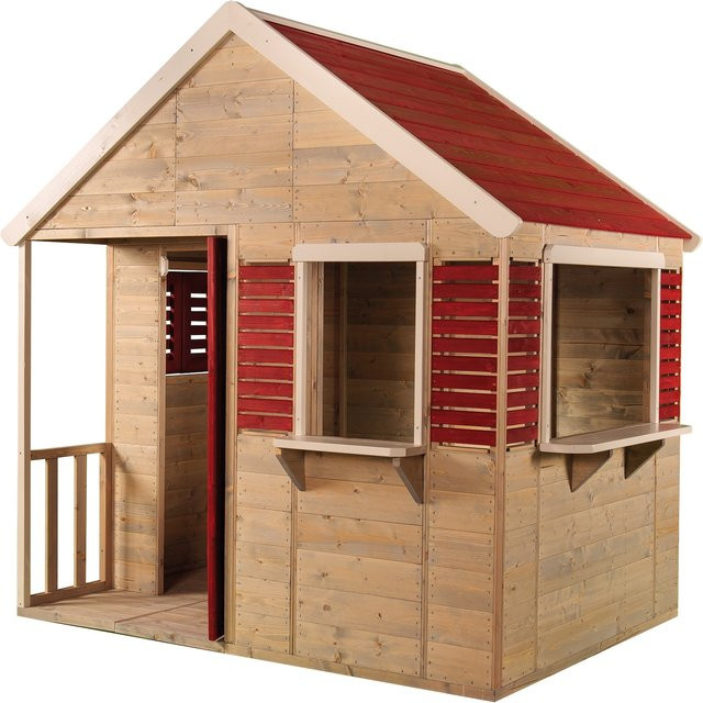Wendi Toys Kinderspielhaus Krokodil aus Holz mit Fenster und Veranda, natur/rot, B/T/H: 120 x 155 x 168 cm - Bild 1