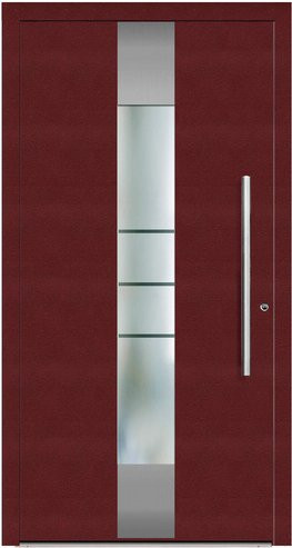 KNOCK Aluminium-Haustür Terra Nova in Purpur-Rot mit Glaseinsatz und RC2-Schutz, Höhe: 210,0 cm, Breite: 100,0 cm, Tiefe: 58,4 cm - Bild 1