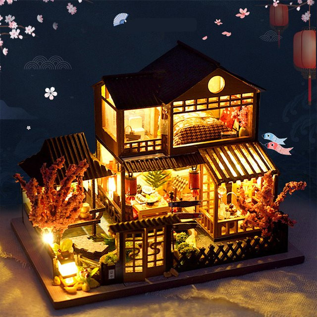 Cutebee DIY Puppenhaus Kit Japanischer Garten RV, Holz, Miniatur Puppenhaus Spielzeug - Bild 1