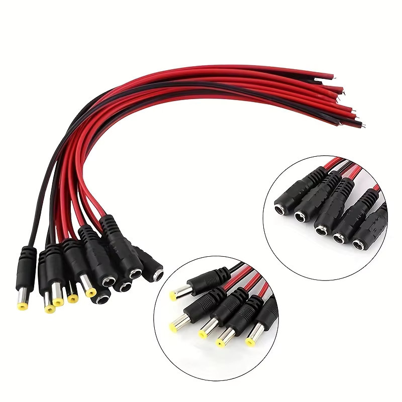 2-poliges DC-Stromkabel mit Stecker und Buchse 5,5x2,1mm, 18 AWG, 30cm Länge, 5-24V für LED-Streifen, TV und Kamera - Bild 3