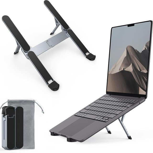 DUTRIEUX Zweifach faltbarer Laptop- und Tablet-Ständer aus Aluminiumlegierung in Silber - Bild 1