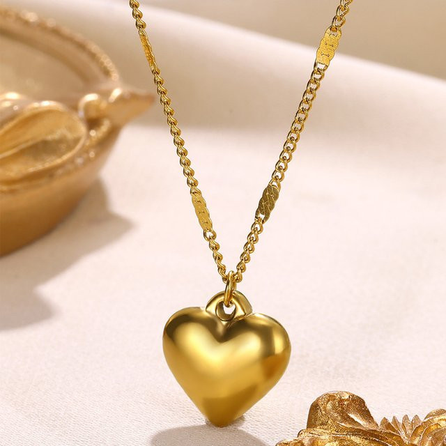 ETCAVCE Halskette mit Herz Anhänger, Edelstahl, Gold, Damen, Vintage - Bild 1