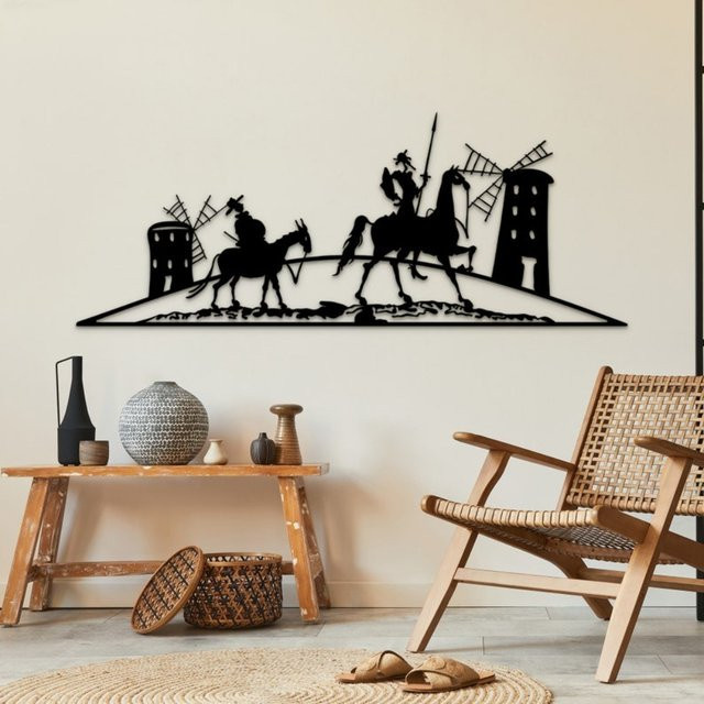 CIFBUY Don Quijote Silhouette Metall-Wandkunst in Schwarz als literarische Dekoration für dein Zuhause - Bild 1