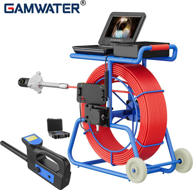 GAMWATER Rohrinspektionskamera mit 10 Zoll IPS AHD 1080P Display, 50 mm Kanalkamera mit 360 Grad Sicht, 50 bis 100 m Kabel und 512 Hz Ortungsgerät, wasserdicht nach IP68, multicolour - Bild 1