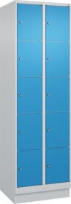 C+P Schließfachschrank Classic PLUS mit Sockel und 2 Abteilen, Farbe Grau mit lichtblauer Front (RAL 5012), H x B x T: 195 x 60 x 50 cm - Bild 1