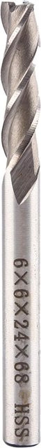 Fishine 3 Nuten Schaftfräser HSS für Aluminium mit 6 mm Schaft, Silber - Bild 1