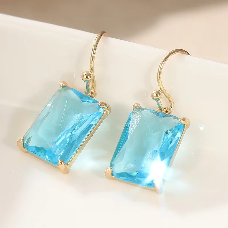 YoYo Hängeohrringe, Damen, Blaue Aquamarin, Tropfenohrringe - Bild 1