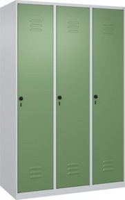 C+P Spind Classic PLUS Spind mit 3 Abteilen in Lichtgrau und Resedagrün, B/T/H: 120 x 50 x 185 cm - Bild 1