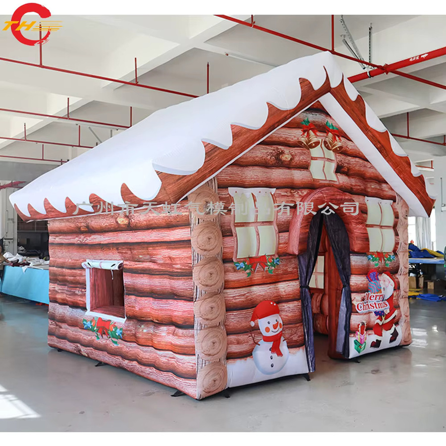 Aufblasbare Weihnachtshütte mit Weihnachtsmann-Muster und Beleuchtung in Mehrfarbig - Bild 4