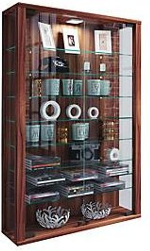 VCM Wandvitrine Vitrosa Mini in Nussbaum mit ESG-Sicherheitsglas und 2 Glastüren, B/T/H: 59 x 18 x 90 cm - Bild 7