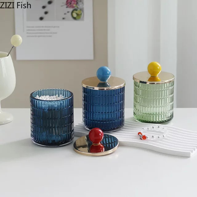 Dekoratives Vorratsglas aus Glas mit Keramikkugel-Deckel in Multicolor als Teekanister oder Schmuckschatulle - Bild 1