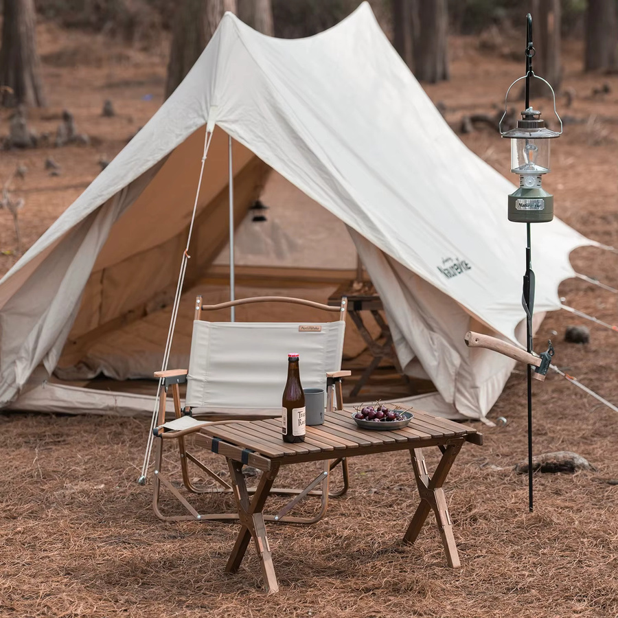 Naturehike Walnuss Camping-Rolltisch, multifunktionaler klappbarer Holztisch für den Außenbereich in Braun - Bild 2