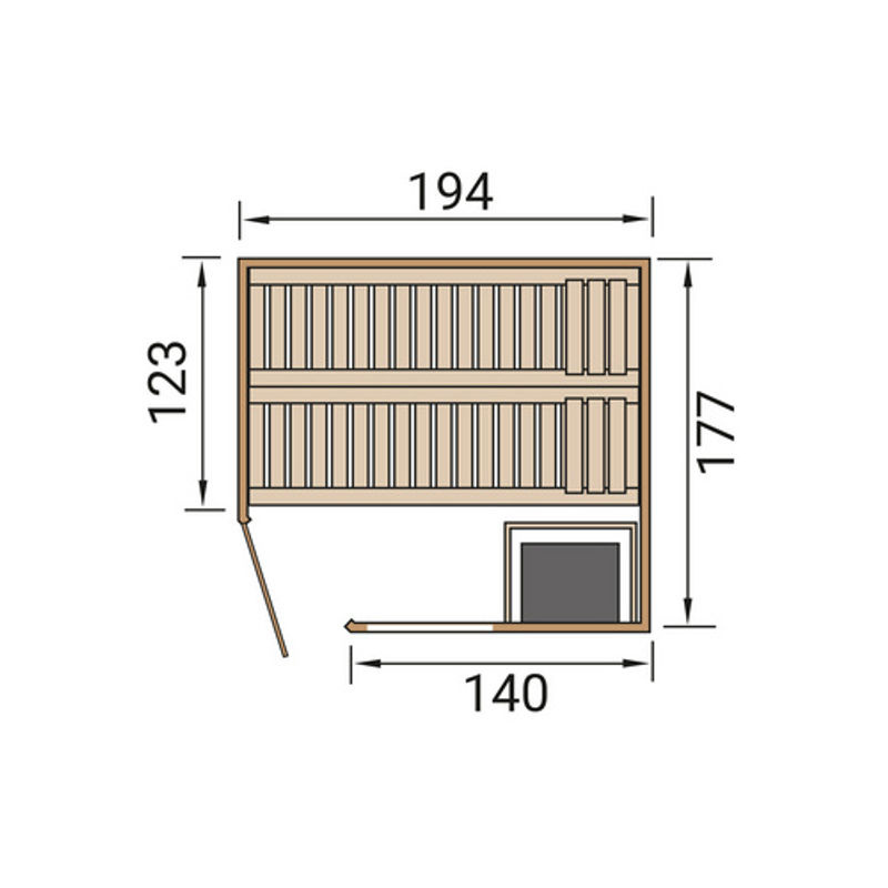 WEKA Ecksauna Varberg 2 für 6 Personen in Braun mit 5,4 kW Ofen und integrierter Steuerung - Bild 2
