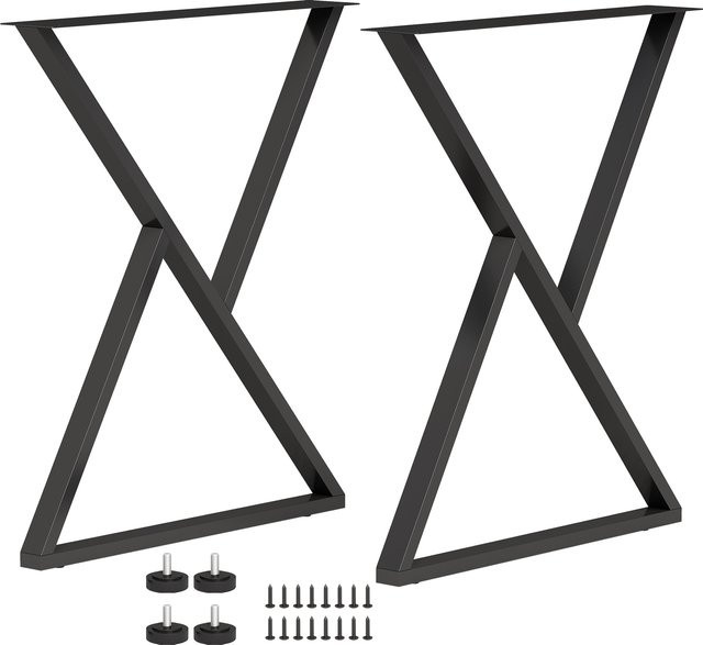 HOMCOM 2er-Set Stahl-Tischbeine in X-Form für industrielle Möbel, Schwarz, B/T/H: 60 x 10 x 72 cm - Bild 1