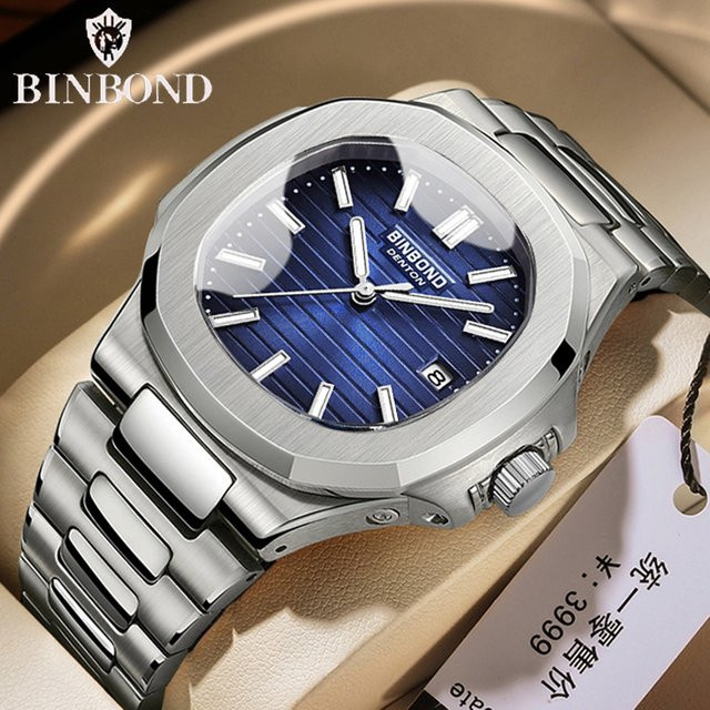 BINBOND Armbanduhr Quarz, Edelstahl, Blau, Herren - Bild 1