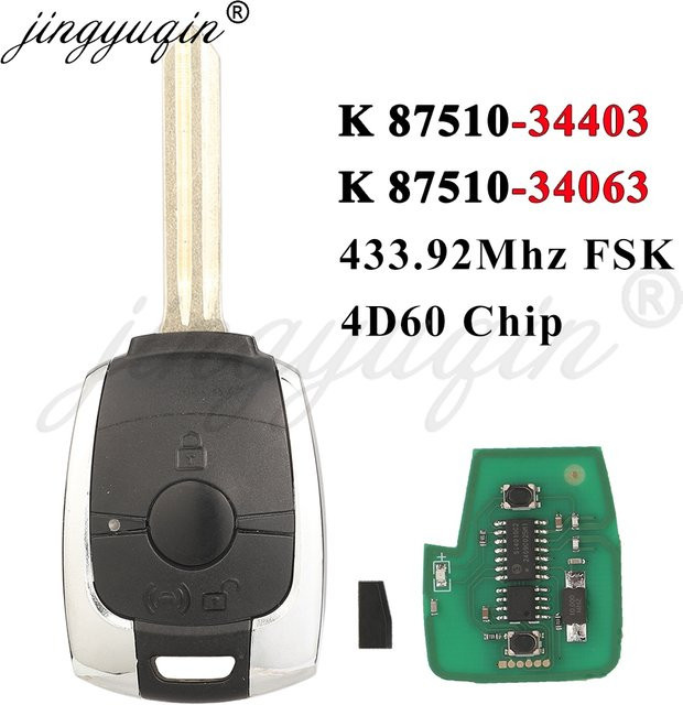 Jingyuqin Fernbedienung Auto Schlüssel 433MHz 4D60 für Ssangyong Actyon Kyron Rexton Korando Stavic Tivoli in Schwarz - Bild 1