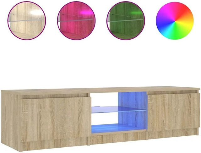 vidaXL TV-Schrank mit LED-Leuchten in Räuchereiche, modern, B/T/H: 140 x 40 x 36 cm - Bild 1